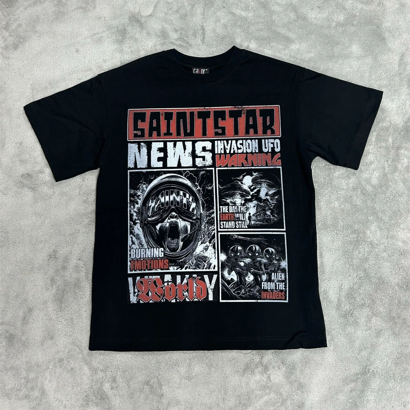 SAINT STAR NEW INVASION UFO WARNING T Shirt For Men Women Tee Tops T-Shirt