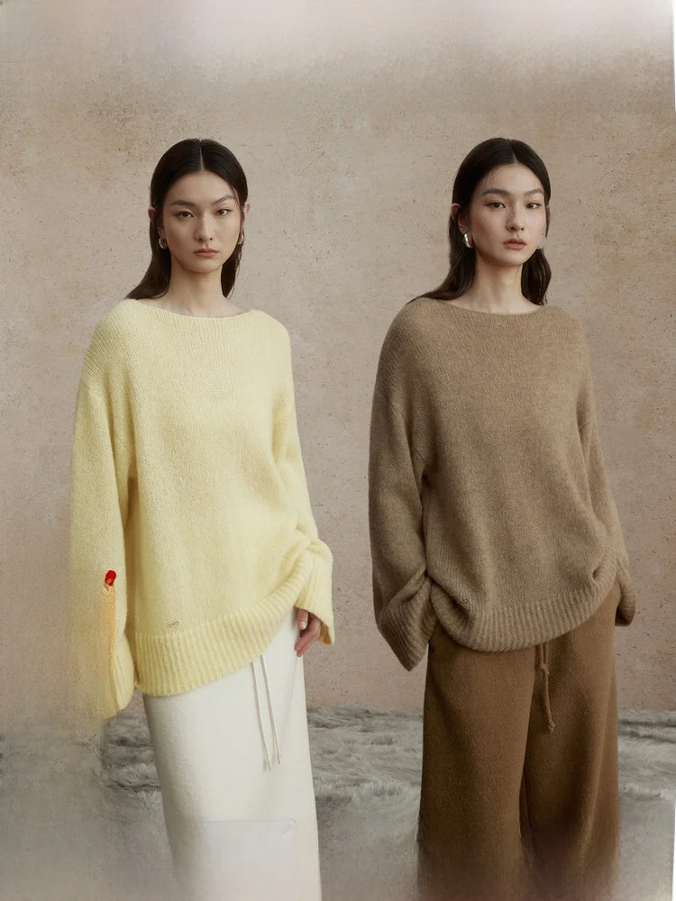 

ZhiZhi Camel Color Women's Pullover Sweater Winter Versatile Loose Fit Alpaca Wool Long Sve Commute Sle Online Exclusive