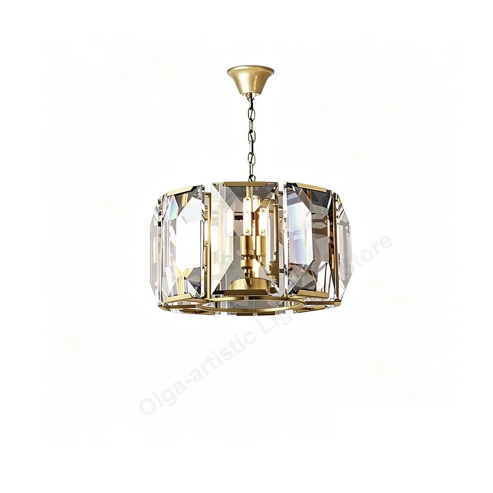 Modern Gold High-grade Crystal Ceiling Pendant Light Large Round Hanging Lamp for Living Room Dining Table American Style Lampa
