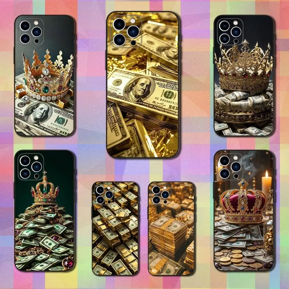 

Wealth Art Dollar Pattern Phone For iPhone 13,12,15,14,11,16,17,Plus,Pro Max,XS,X,XR,SE,Mini,8,7,Soft Silicone Black