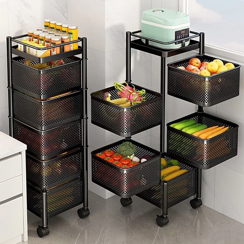 Bathroom Shelves Kitchen Vegetable Basket Storage Rack  Floor Multi-layer Fruit Storage Rack  Multifunctional Storage Rack