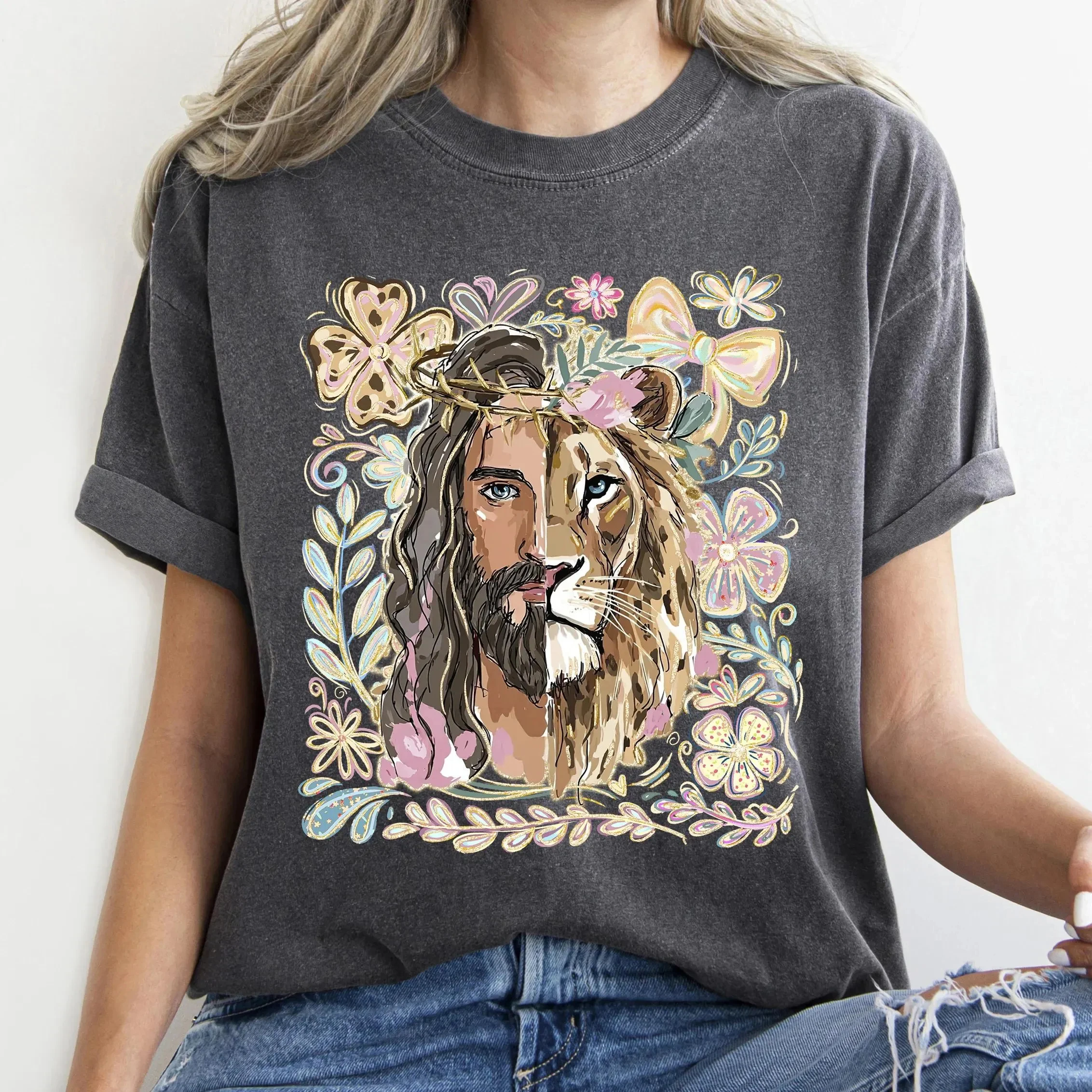 Lion Tiger Flower Animal Iron on Heat Transfer Stickers for Kids Clothes T-shirt Iron-On Transfers Vinyl Appliques