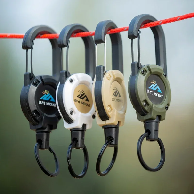 

1pcs Heavy Duty Retractable Pull Badges ID Reel Carabiner Key Chain Steel Wire Rope Buckle Key Holder Outdoor Keychain Tools