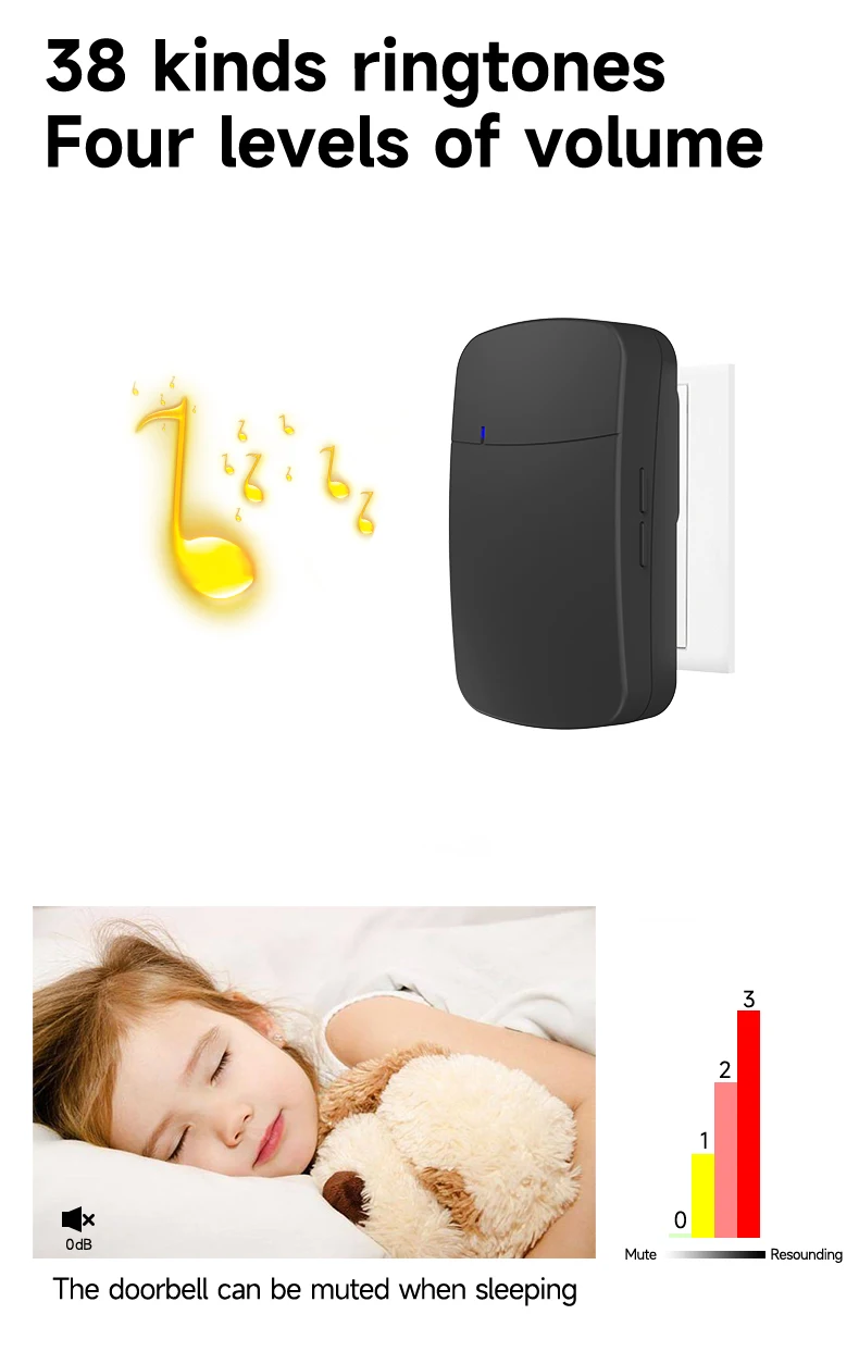 Kabellose Türklingel, keine Batterie erforderlich, wasserdicht, selbstbetrieben, Türklingel-Set für Zuhause und Außenbereich, kinetische Klingel. – Detail 4