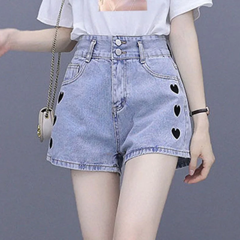 Women's Fashion Suit Summer New Korean Style Clothing White Short Sleeve Shirts Crop Tops Denim Shorts 2 Two Piece Set For Women