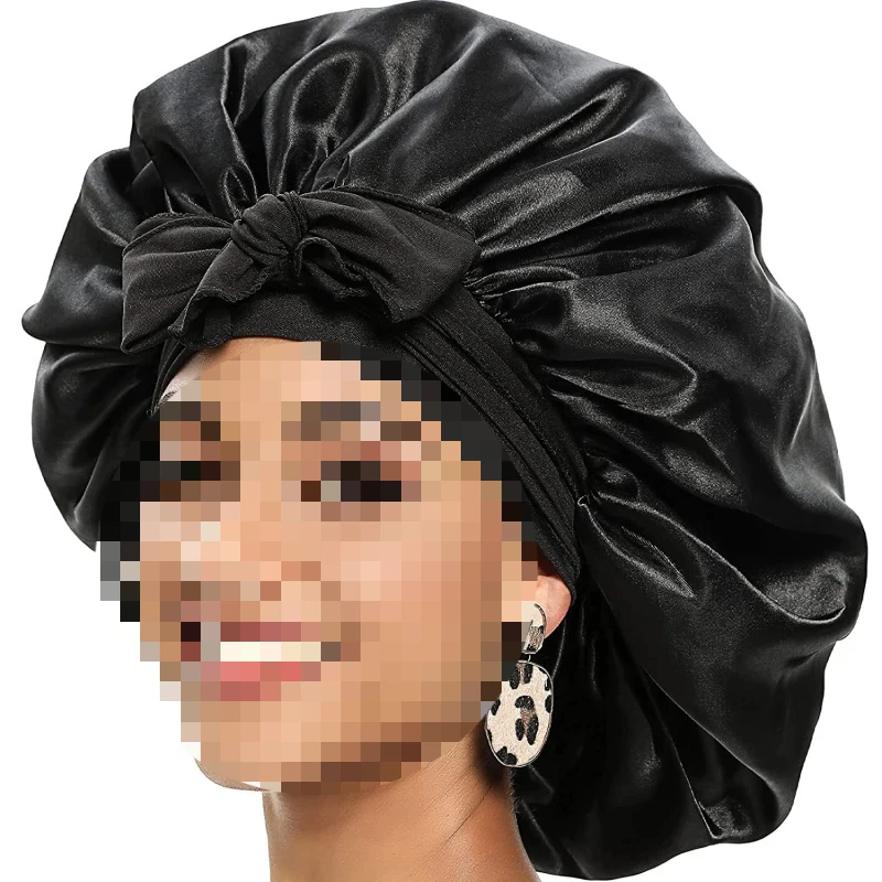 

Bonnets Silk Satin Hat Hair Night Satin Bonnet Satin Hat To Sleep Bonnets for Women Cap Beanie Curly Braid Hair DM04