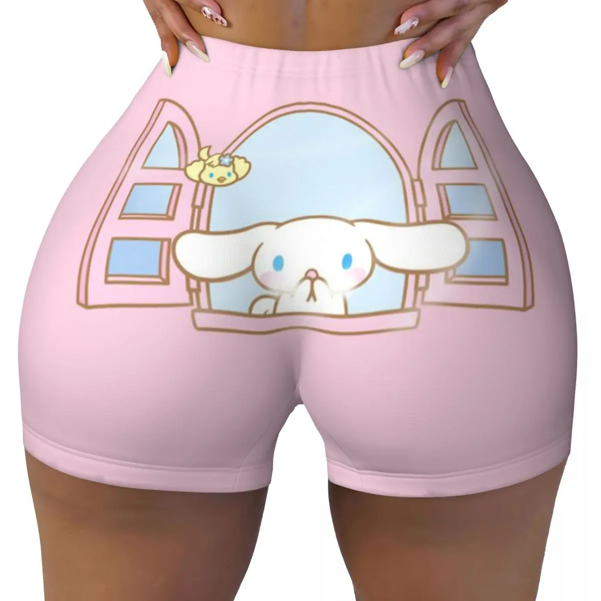 Custom Cinnamoroll Kawaii Biker Running Workout Shorts Women Gym Athletic Yoga Shorts