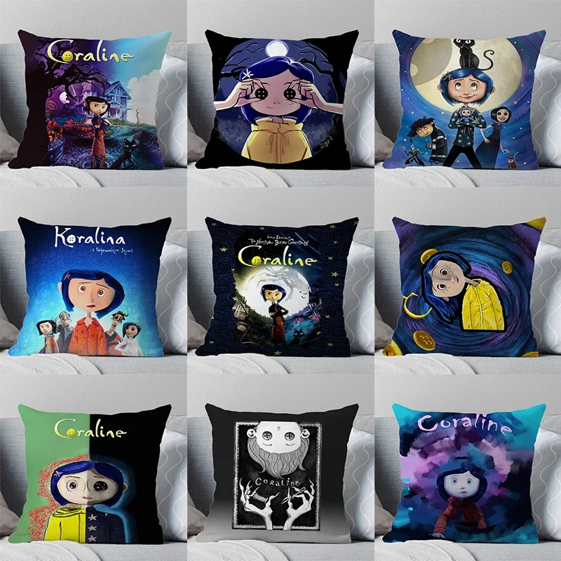 

Coraline Pillow Case 45cm Decorative Bedroom Sofa Car Cushion Cover Boys Girls Cool Pillowcover Kids Gifts No Pillow Insert