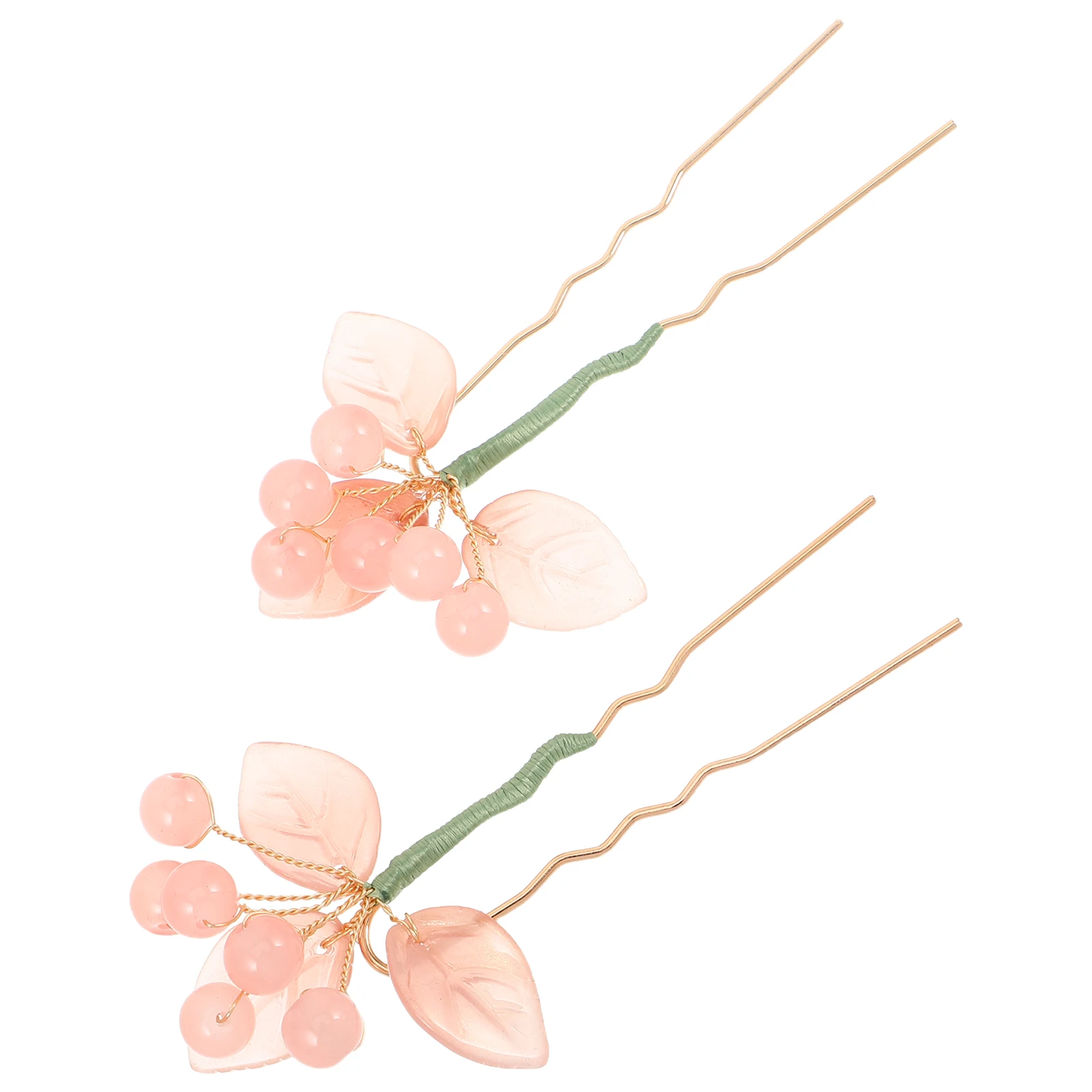 

2pcs Hairpin Pink Ancient Style U-Shaped Hairpin Accessories for Women Hanfu Hair Ornaments Traditional Chinese
