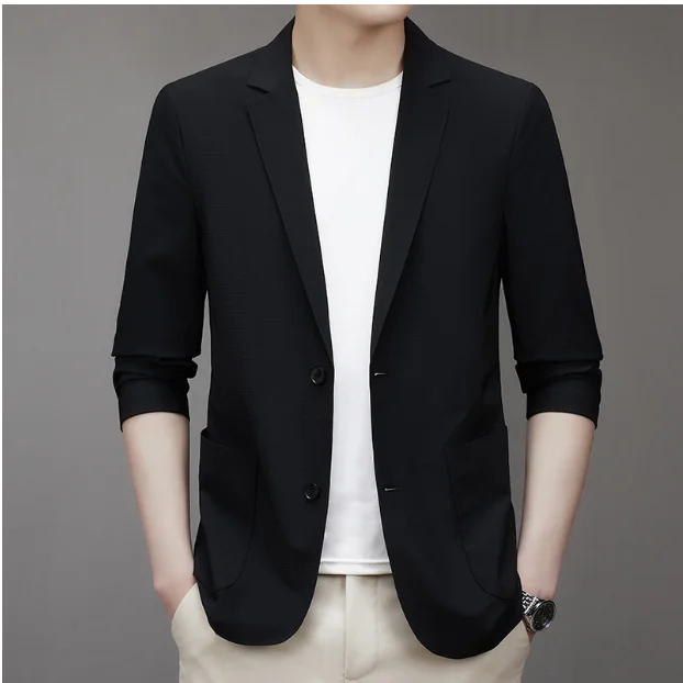 Summer men's ice silk suit high-quality silk fabric thin soft skin moisture absorbent perspiration durable mens blazer size 4XL