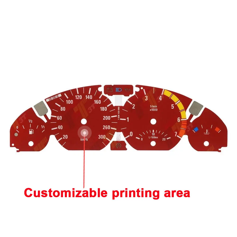 Weiß-Rot-Gelbe Anzeigefelder für BMW E46 323Ci 325Ci 328Ci 330Ci 300KM/H + Individuell beleuchtetes Logo – Detail 2