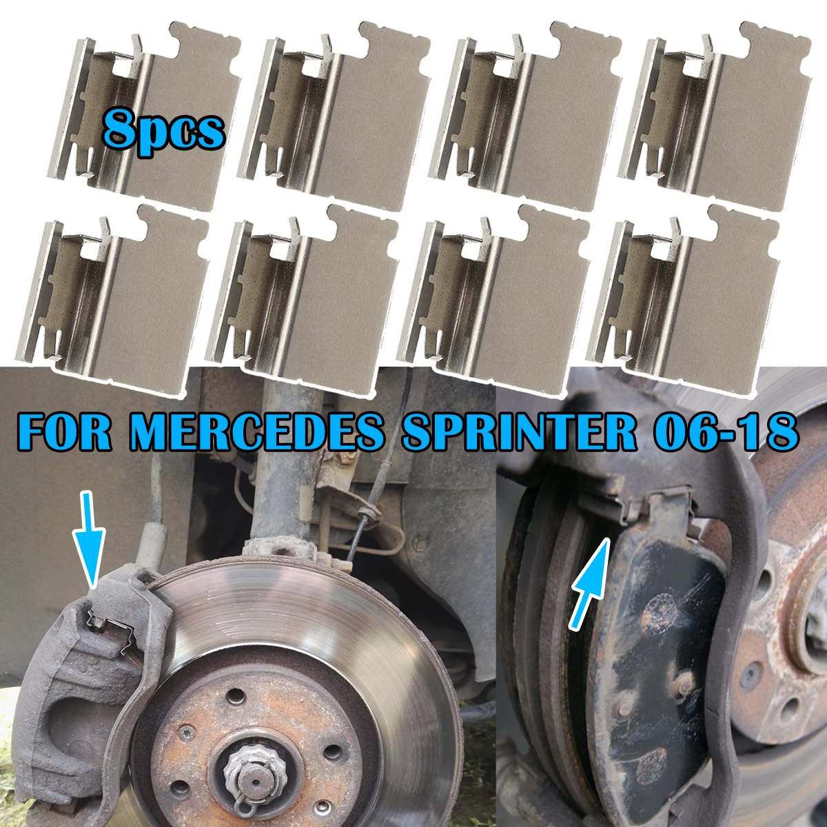 

For MERCEDES SPRINTER 2006-2018 Car Brake Pad Fitting Shoe Hardware Shims Anti-loose Repair Kit Accessories Front Left Right