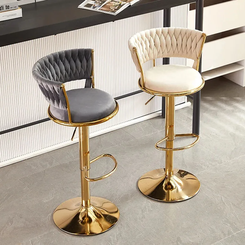 Cadeira giratória de elevação, fezes de pé alto, móveis nórdicos, encosto ergonômico, veludo Home Furniture