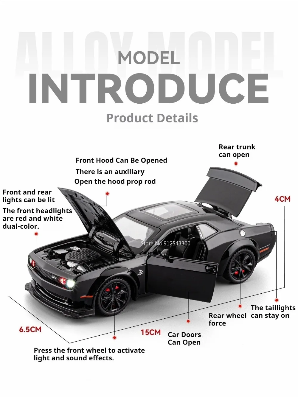 Hellcat Tomahawk Sportwagenmodell im Maßstab 1:32, Spielzeug, Metallgehäuse, Gummireifen, Supercar, Musik, Lichtmodelle für Kinderunterhaltung – Detail 3
