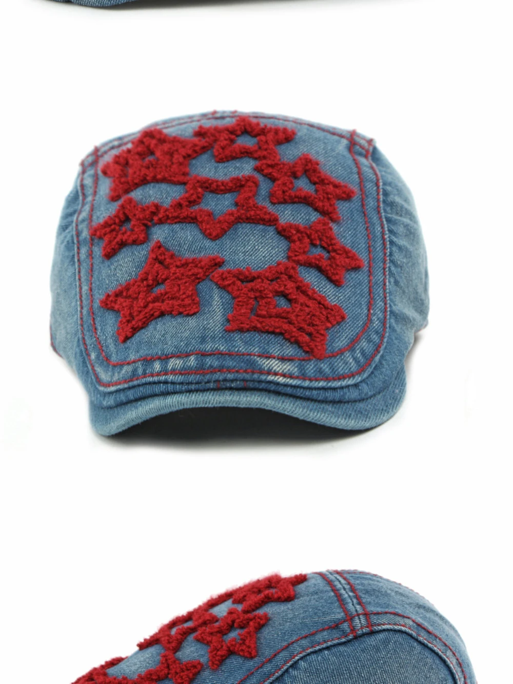 HT4932 Baskenmütze Mütze Frauen Sterne Stickerei Baumwolle Denim Hut Vintage Künstler Maler Baskenmütze Hut Männlich Weiblich Ivy Flache Kappe Herren Berets – Detail 10