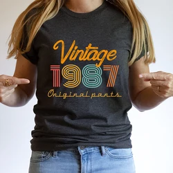 Vintage 1987 Print T Shirt Women 37 Years Old Birthday Anniversary T-shirt Harajuku Fashion Short Sleeve Streetwear Retro Shirts