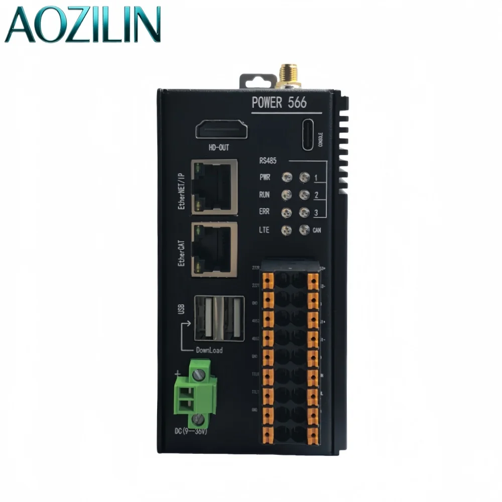 AOZILIN Industrial Edge IoT Gateway Mini PC Quad Core Support 4G LTE CAN RS232 RS485 Ubuntu 24.04 Linux Industrial Controller