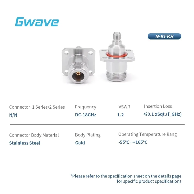 High Frequency Millimeter Wave N Female to N Female Adapter 4-Hole Flange Stainless Steel DC-18GHz RF Adapters