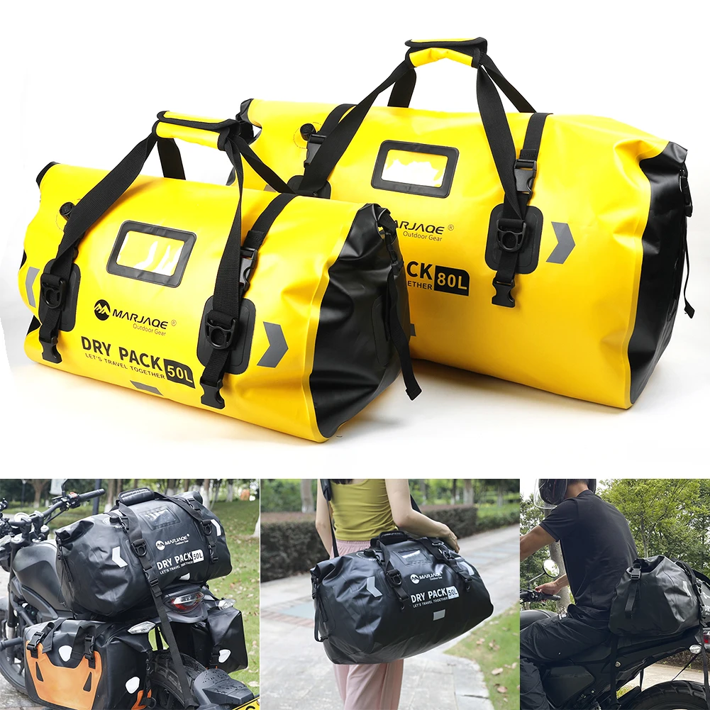

Motorcycle Dry Bag 50L/80L Roll Pack Bag with Rope Straps Motorcycle Duffel Bag Travel Dry Duffel Bag for Boating Riding Fishing