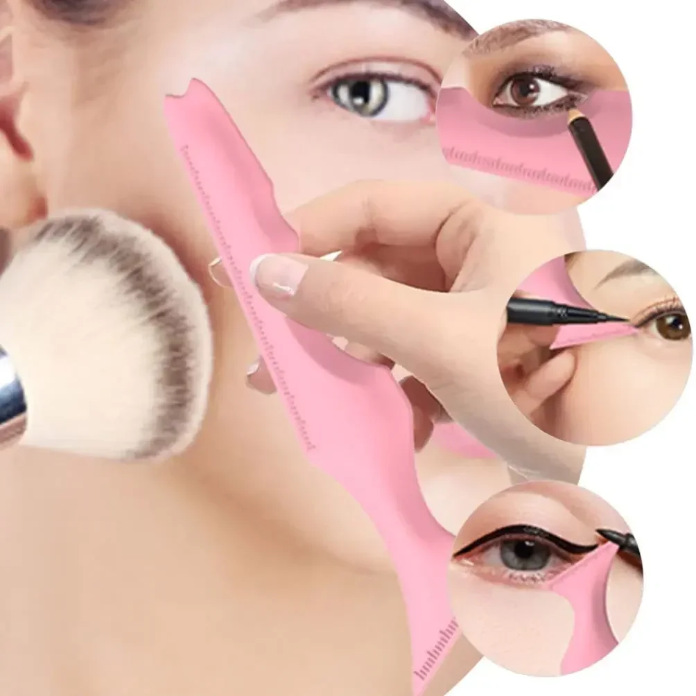 

4 Pcs Set Multi Functional Eye Makeup Assistant Combination Silica Gel Paint Eyeliner Eyelash Beauty Tools Eyeliner Stencils