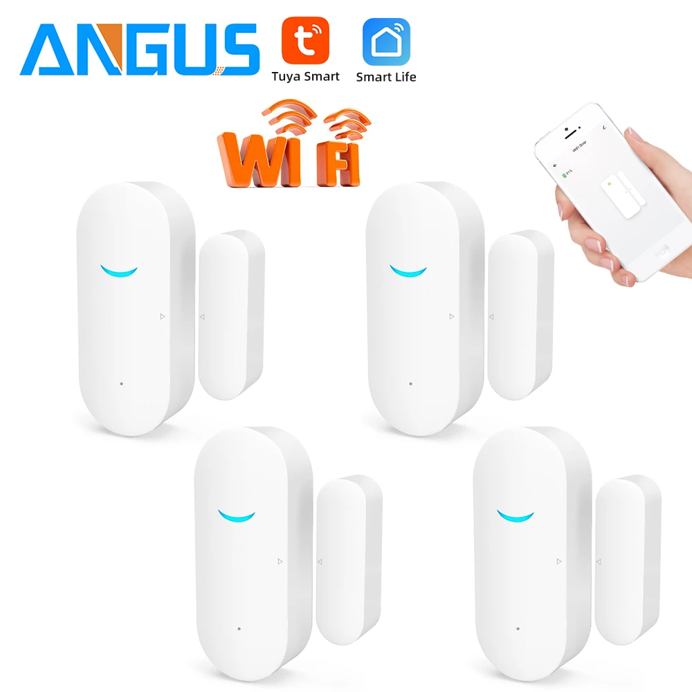 Angus Tuya Smart Wifi House Door Window Open Closed Sensor Detector Home antifurto allarme di sicurezza funziona con Alexa Google