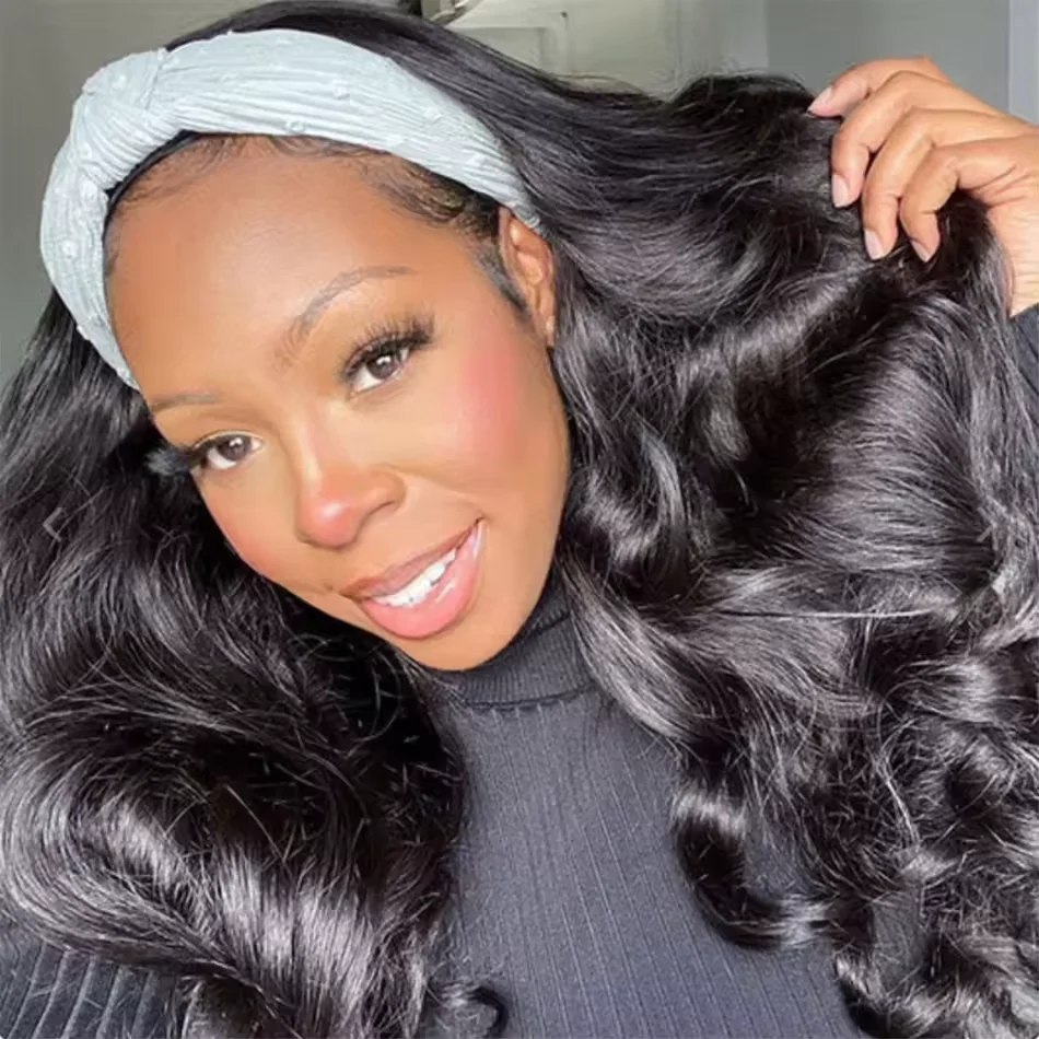 Wear and Go Wigs Headband Wigs Body Wave Human Hair Wigs 230% Density Glueless Wig Human Hair Beginner Friendly no glue