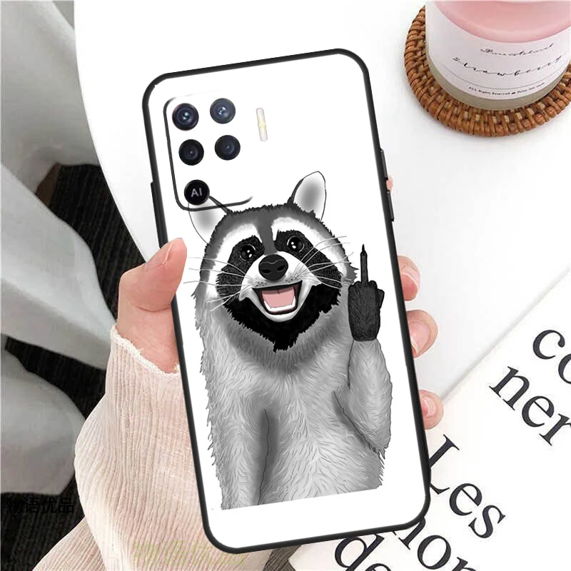 카툰 너구리 귀여운 케이스 (Oppo A38 A80 A60 A40 A78 A18 A98 A58 A96 A76 A16 A94 A74 A54 A15 A17 A57 A77 A5 Pro 용)