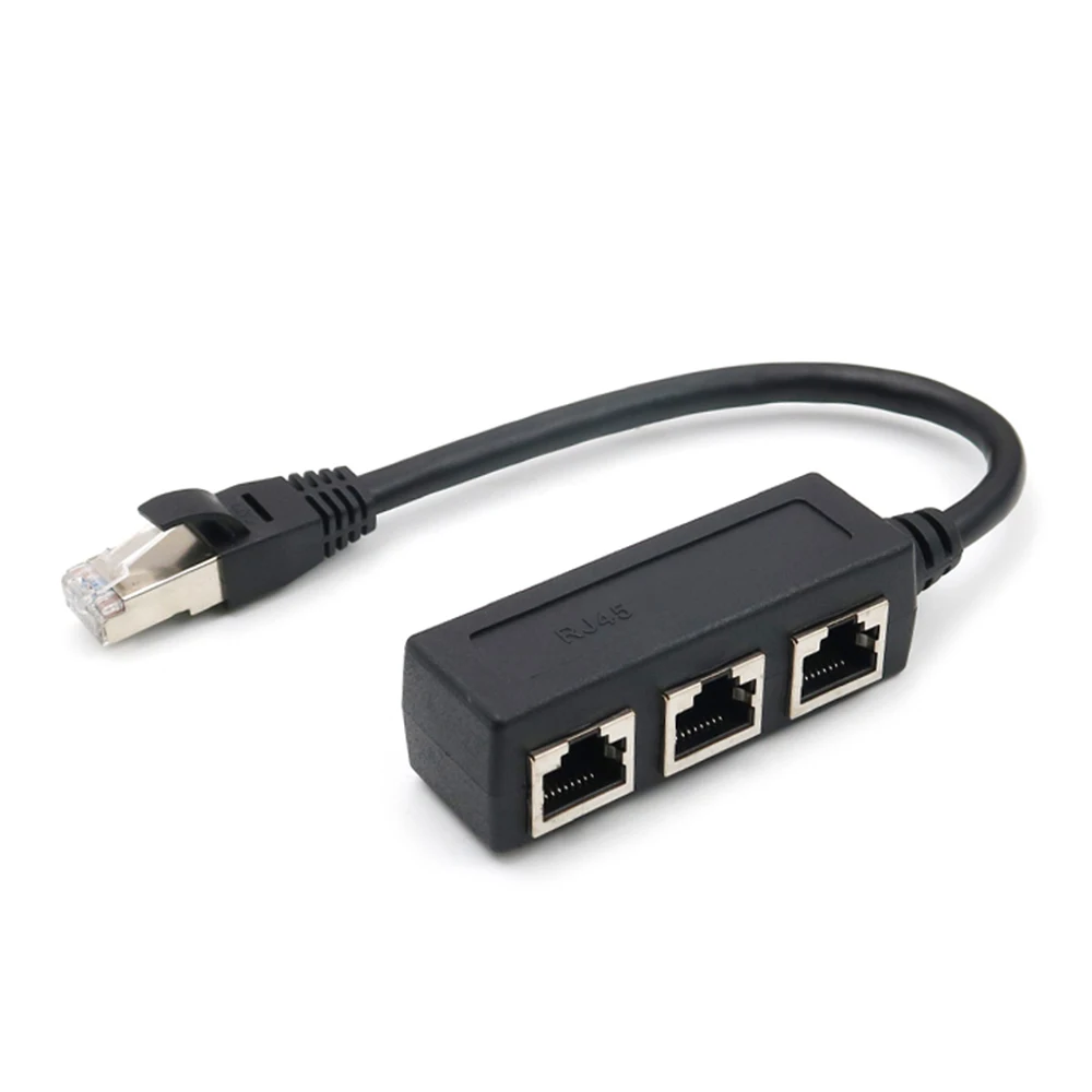 RJ45 Splitter LAN Ethernet Network RJ45 Connector Splitter Adapter Cable for Networking Extension 1 Male to 3 Female Adapter