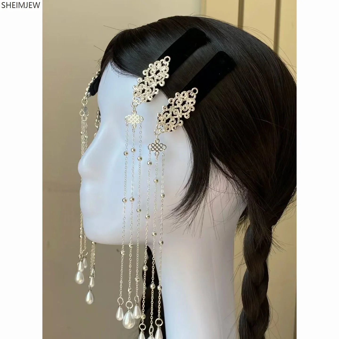 Silver Tassel Black Hairpin Stage Performance Cosplay Ladies Ethnic Hair Accessories Exotic Headdress Dance Performance Props view 2
