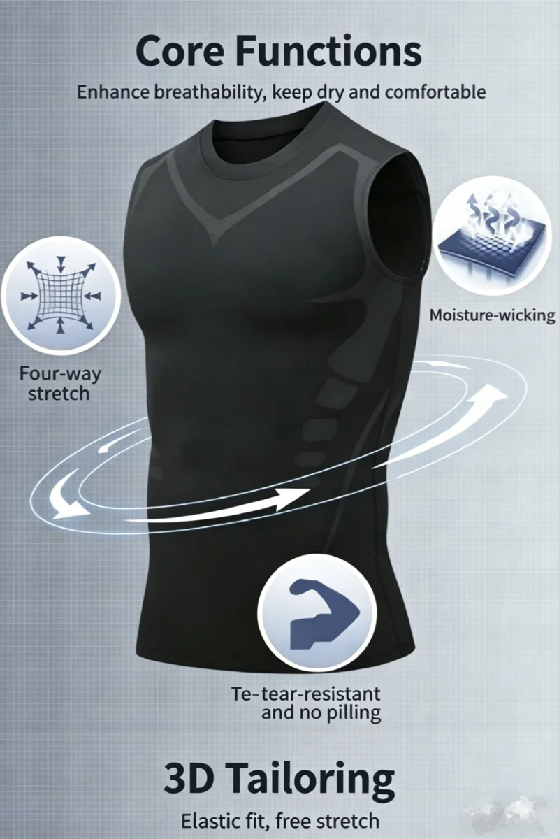 Compression Tank Top Mens Gym Shirt Sleeveless Quick Dry Printing Sportswear Male Fitness Bodybuilding Vest Workout Muscle Top ﻿ view 6
