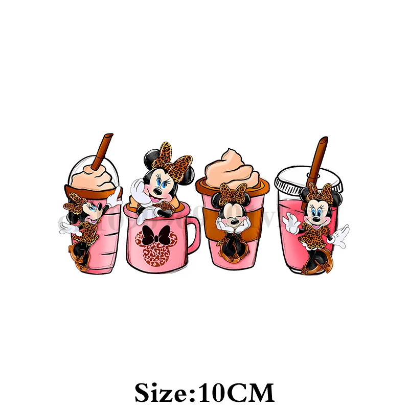 Mickey Minnie Mouse Leopard  UV DTF Cup Wrap 16oz Libbey Glass Can Beer Tumbler DIY Water Bottle Sticker Selfadhesive Washable