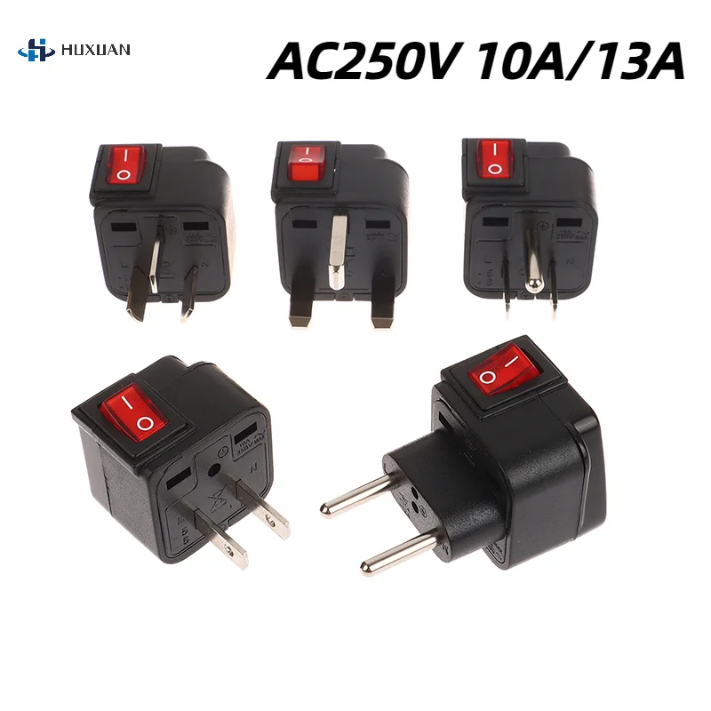 العالمي الأمريكية الولايات المتحدة الأوروبية المملكة المتحدة الاتحاد الأوروبي الاتحاد الأوروبي الاتحاد الأفريقي السفر محول القابس الكهربائي 10A/13A 250 فولت مقبس الطاقة مع تشغيل/إيقاف التبديل