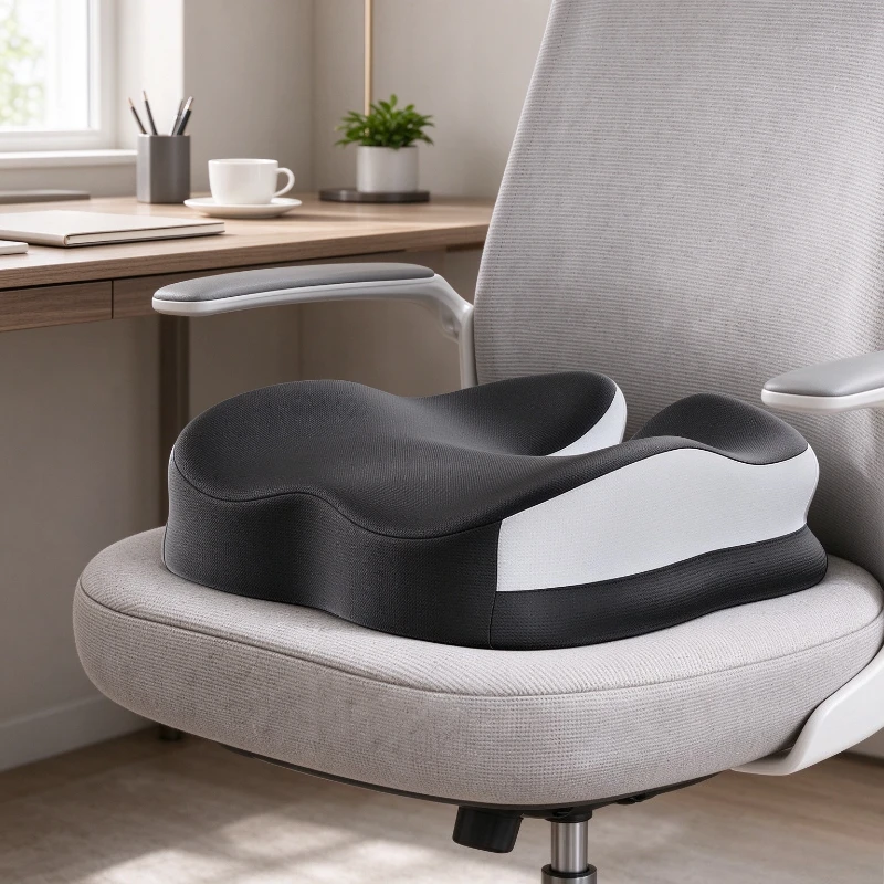 U Shaped Orthopedic Seat Cushion, Memory Foam Pressure Relief Pad with Breathable Hollow Design for Office and Car
