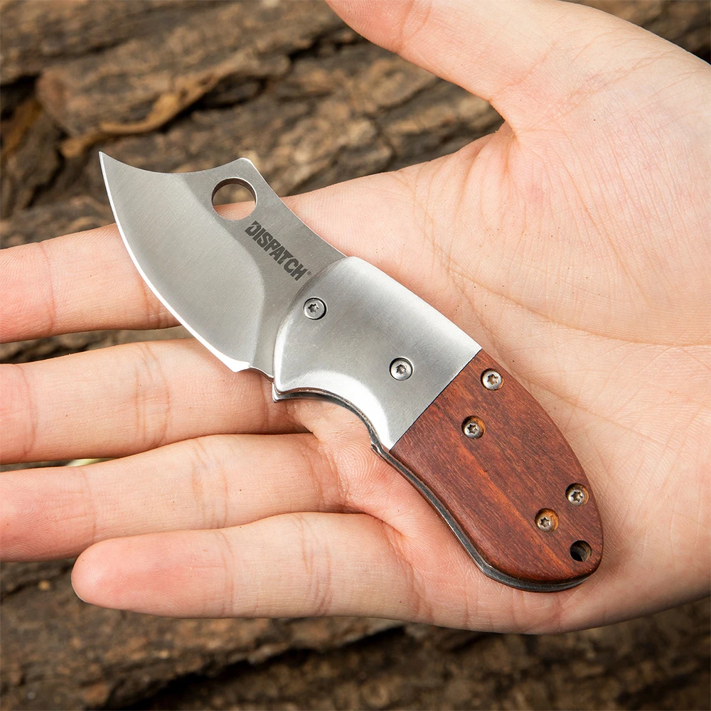 Mini Folding Knife Survival Pocket Knives with Wooden Handle Damascus Blade Camping Outdoor EDC Hand Tools