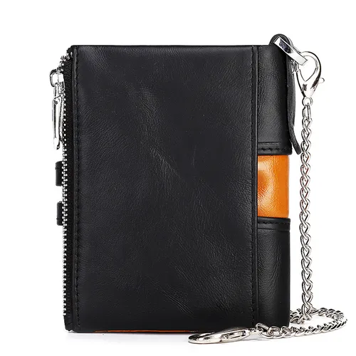 Imagen 2 del producto HUMERPAUL-cartera de cuero genuino para hombre, monedero de viaje de calidad a la moda, Tarjetero con protección Rfid, Wollst