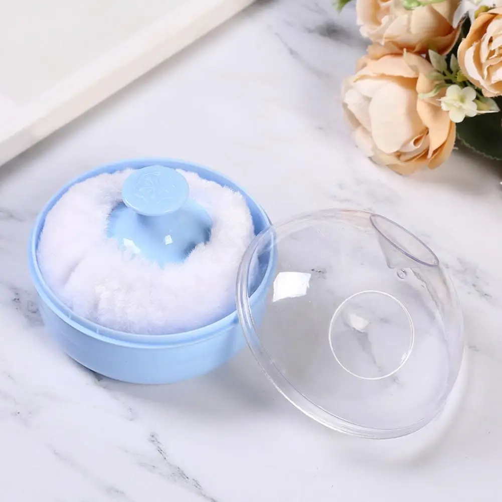 Useful Dry Powder Puff Fluffy ABS Baby Talcum Powder Container with Puff Reusable Powder Puff Box Makeup Tools