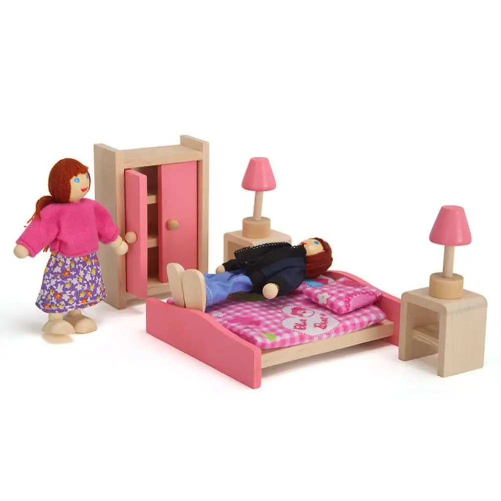 Holz Menschen Puppen Familie Mehrfarbige Gelenk Mobilität Spielzeug Figur Set Kinder Geschenk Foto Requisiten Holz Puppe Puppenhaus – Detail 7