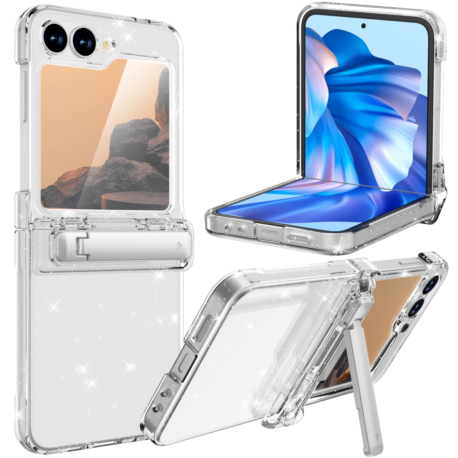 For Samsung Galaxy Z Flip 6 Case Luxury Skin Friendly Matte Folding Hinge Bracket Shockproof Protection Hard Cover Accessories