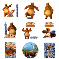 Grizzy Bear and The Lemmings Cartoon Patches for Clothes Heat Transfer Stickers DIY T shirt Iron on for Kids Jackets Appliqued