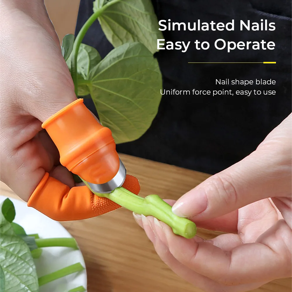 1 Set Thumb Knife Set with 5 Finger Cots for Picking Peppercorns, Beans, Strawberries & Vegetable Cutting