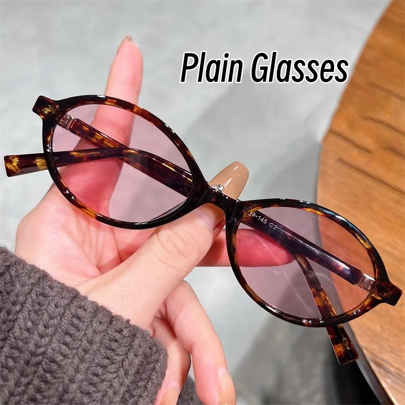 

Female Oval Small Frame Retro Optical Glasses Anti-blue Light Eyeglasses Eye Protection Luxury Ladies Plain Spectacle Eyewear
