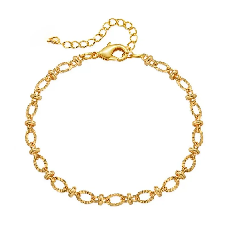 Noble 18k Gold Plated color Chain Bracelets for Lady Girl Charm Women Wedding Party Gifts 18+4cm
