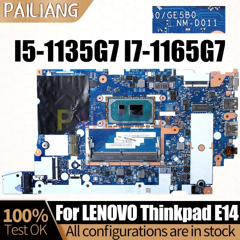 NM-D011 DDR4 For LENOVO ThinkPad E14 Notebook Mainboard i5-1135G7 i7-1165G7 5B21C71871 Laptop Motherboard Full Tested