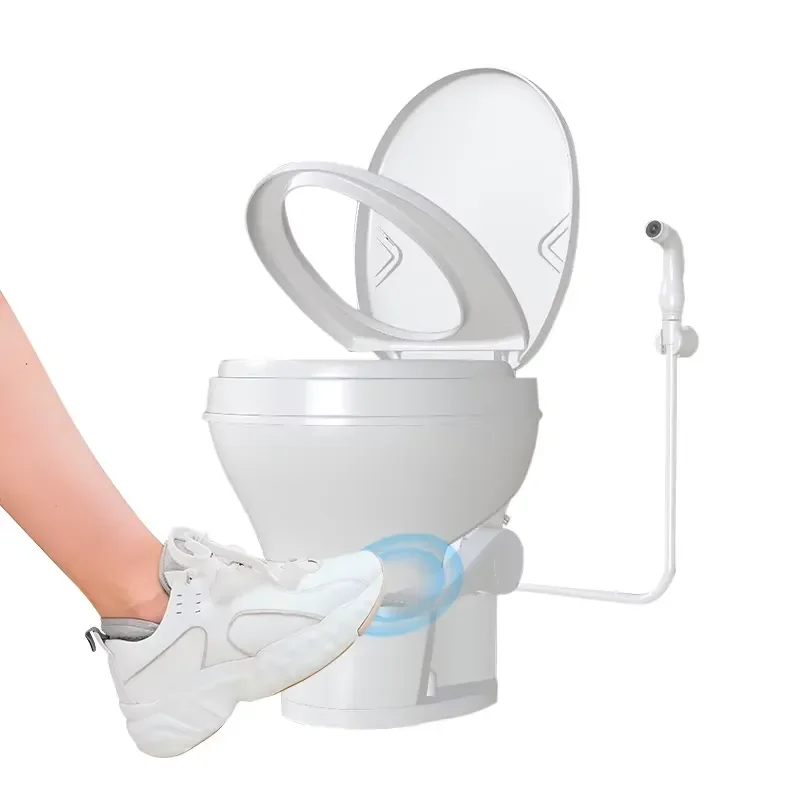 Portable RV Toilet Pedal Flush Plastic Potty for Camper Van Wagon Travel Camping Outdoor Use Compact Design Easy Clean