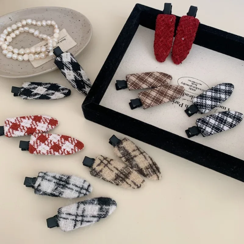 Новый-клетчатый-плед-«Тысяча-птиц»-универсальный-простой-зажим-в-виде-утконоса-зажим-для-боковой-челки-осенне-зимний-зажим-боковой-зажим-аксессуары-для-волос-для-женщин