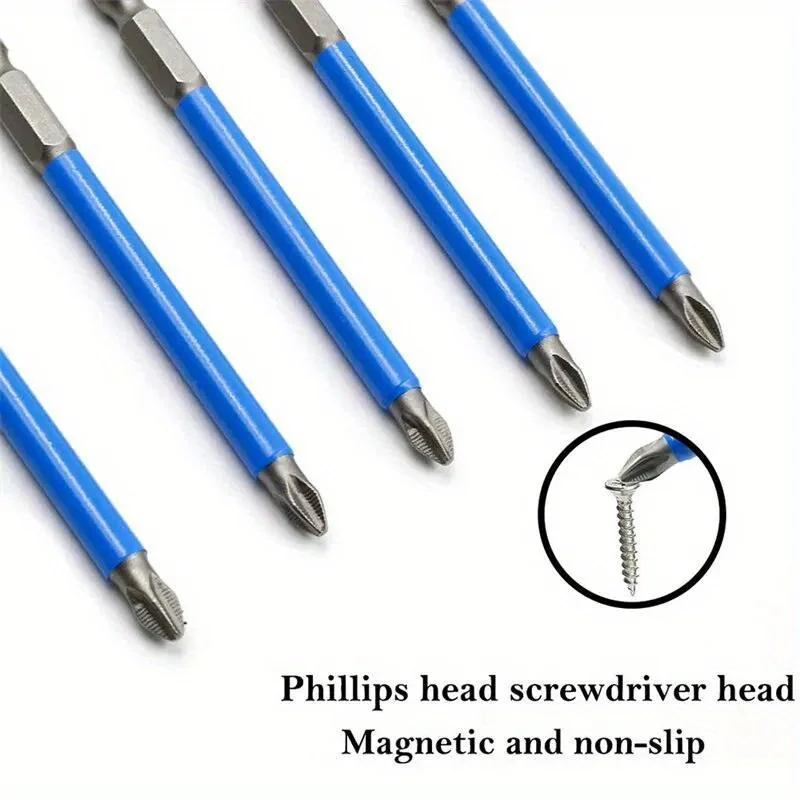 Phillips Cabeça Chave de fenda Broca, Hex Shank, magnético, antiderrapante, longo alcance, precisão parafuso Bits, ferramentas elétricas, PH2, 50mm, 150mm, 6 Pcs