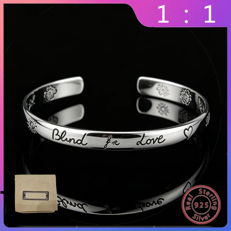 

2026 New S925 Silver Fashionable Retro Letter Interlocking Bracelet