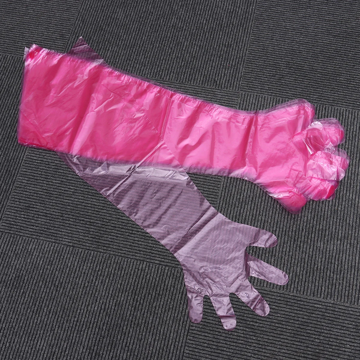 50PCS Disposable Plastic Film Long Arm Glove Cattle Sheep Glove for Farm (Red) Farm Glove