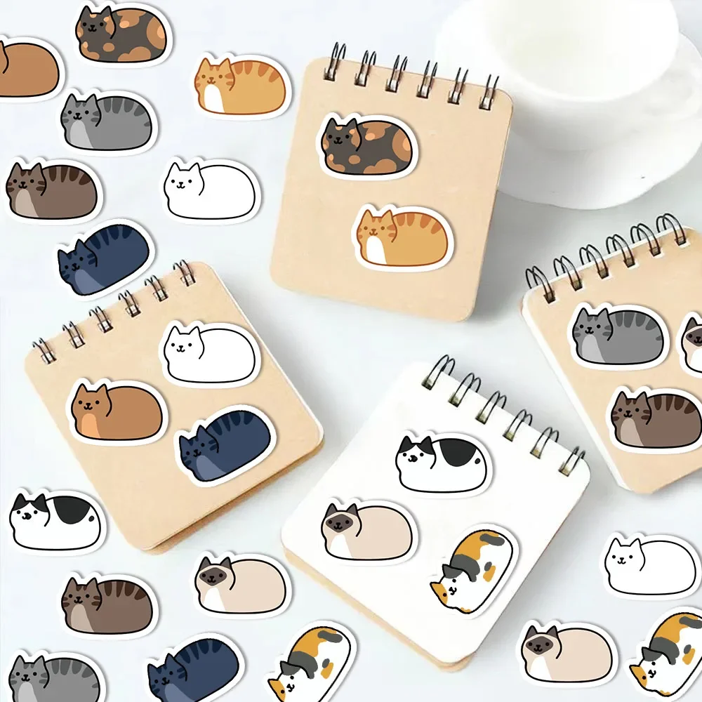 500PCS Cartoon Cat Tuotuo Reward Stickers 10 Cat Models 2.5cm/1.0in Learning Reward Games Party Gift Seals
