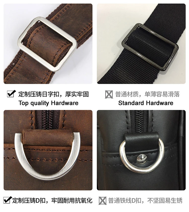 High Quality Genuine Leather Men Briefcase Business Bag Crazy Horse Leather Large 17'inch Laptop Bag Male Portfolio Office Case